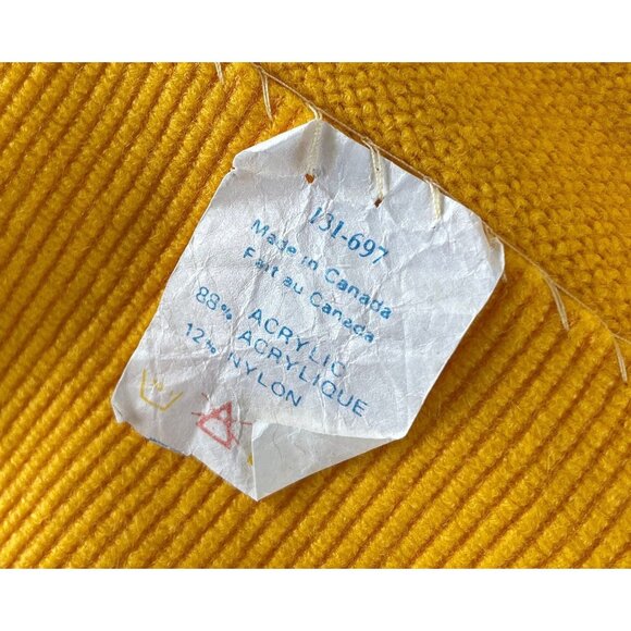 Vintage 70s Sears curtains, boho ribbed bright yellow short panels, pair - Picture 10 of 10